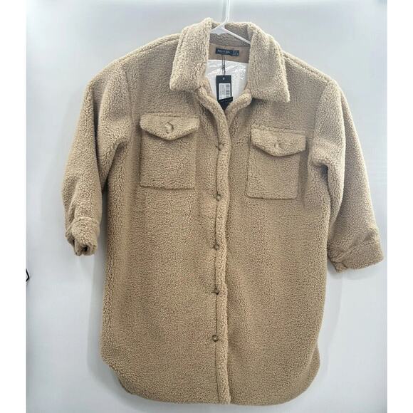 Nasty Gal, Plus Size Longline Borg Jacket, Tan, Size 18 Shacket NWT - Picture 8 of 11